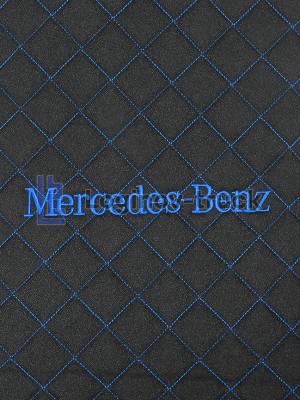 Накидка на сиденья MERCEDES Жаккард/Ромб/Чёрный/Синяя строчка (2шт.) (25793)