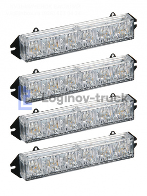 Комплект желтых стробоскопов 12-24V (4 шт) многореж.(18627)