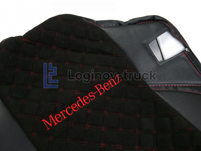 Чехол-сиденья ЭКО КОЖА с Алькантара MERCEDES MP4 с 2013г. Черн. Крас. стр. (27296)