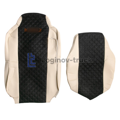 Чехол-сиденья ЭКО КОЖА с Алькантара KZ (5490) с 2020 г. Беж.-Черный  Корич. стр. (27276)