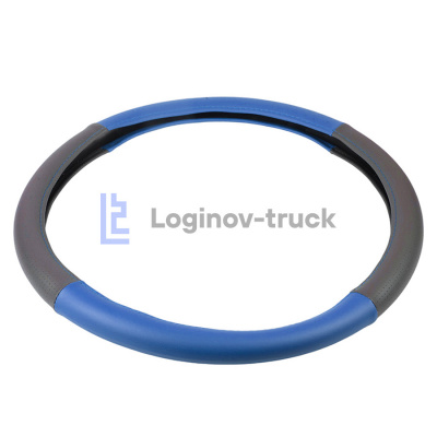 Оплетка на руль 45см Loginov-Truck  Экокожа Перфорация Комбин. Серо-Синий (28198)