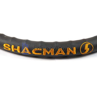Оплетка на руль 44-46см SHACMAN кожа с вышивкой цвет  Чёрный (27834)